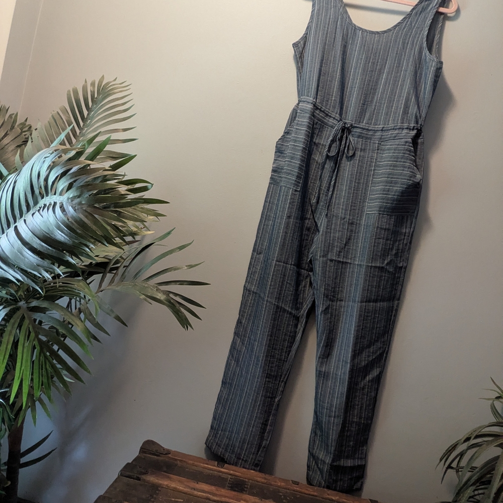Promesa Blue And White Striped Jumpsuit